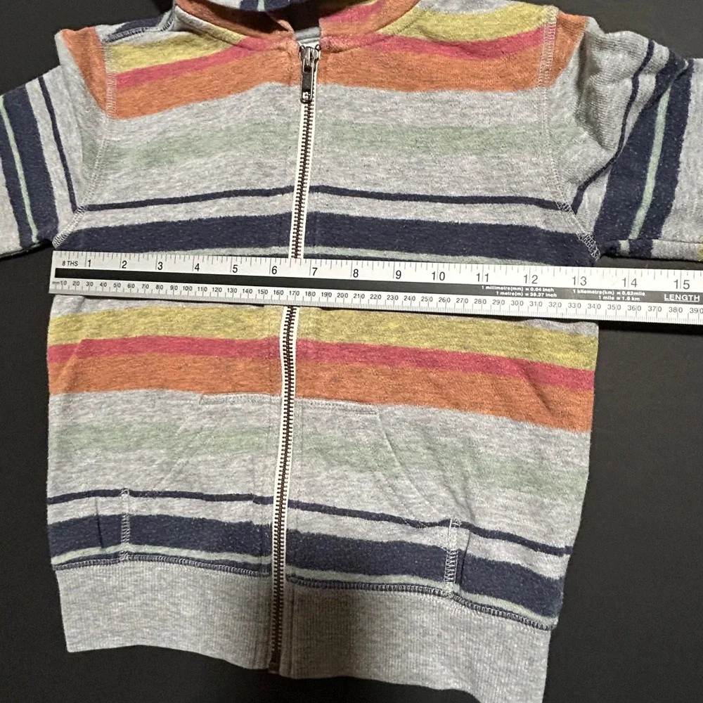 Gymboree Striped Zip Up Hoodie Jacket Kids XXS 3 Multi Color Cotton‎ Blend